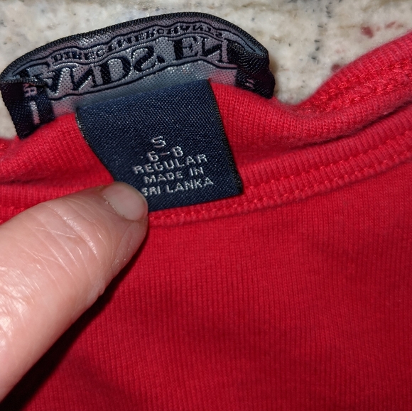 Land's End Crewneck Red & White Striped 100% Cotton EUC Small - Picture 6 of 8